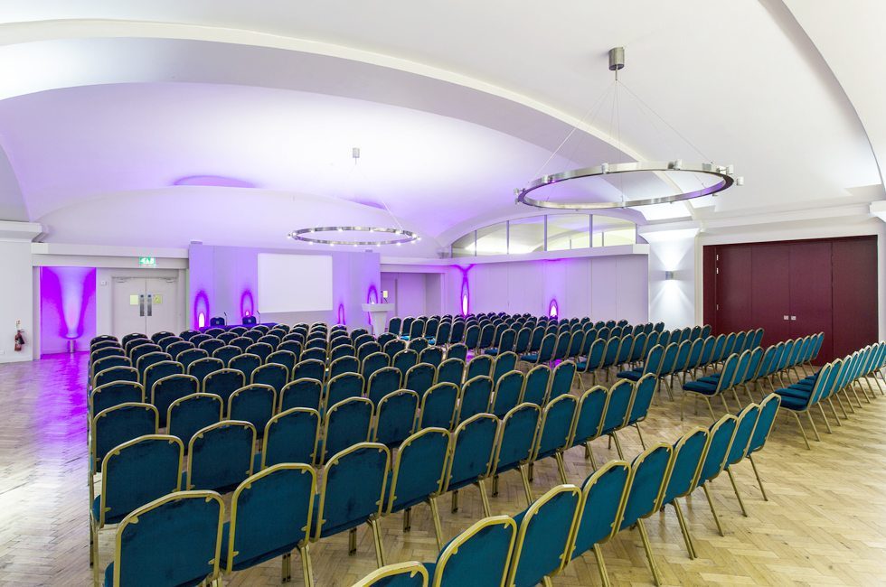 Rear view of chairs set in theatre style in Aldersgate Room
